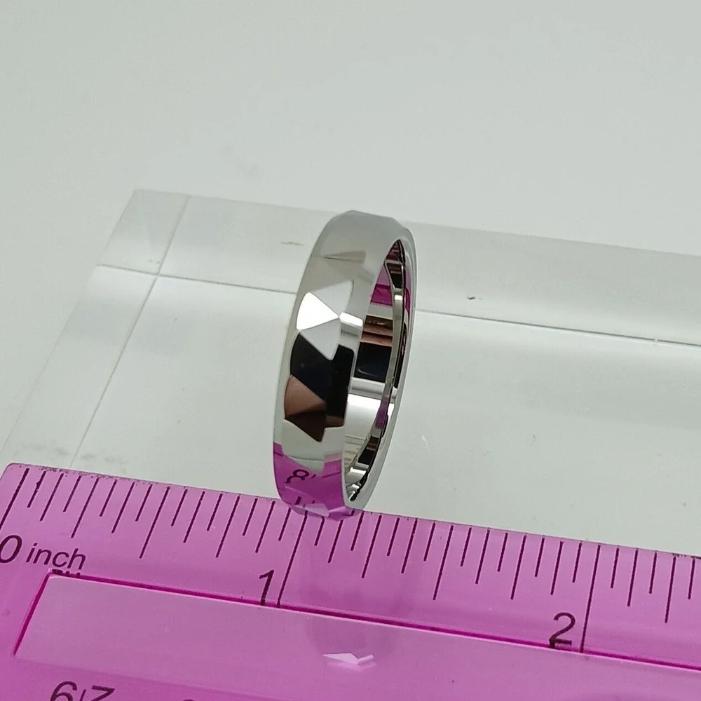 Vintage‎ 90s New Mens Tungsten Carbide 6mm Faceted Geometric Band Ring Size 12.5